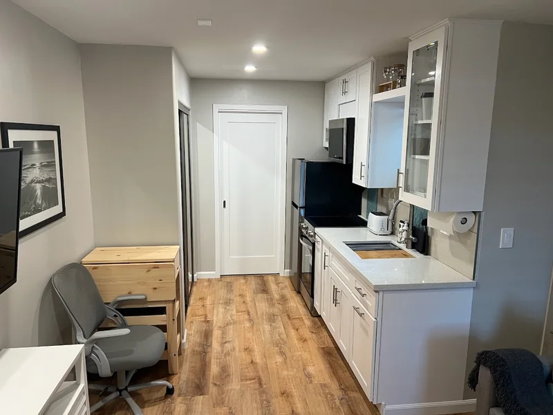 Boundary studio kitchenette and living area